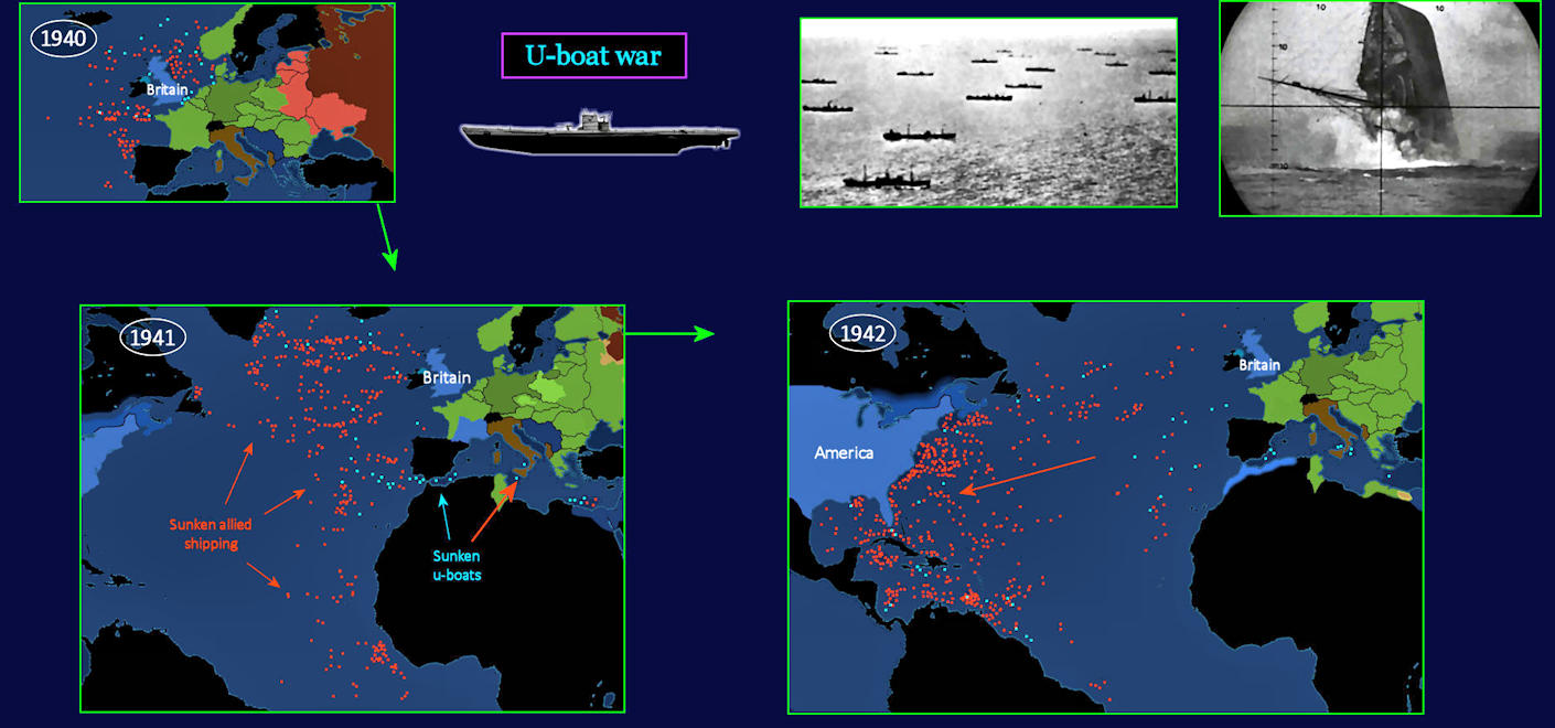 U-boat war comes to America, 1942 map